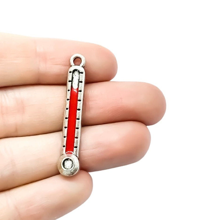 1 Breloque Thermomètre Rouge, Breloques Individuelles, Breloques Médicales, Breloque Bien-être, Breloques Médecin, Breloques Température, Apprêts, Création de Bijoux, DIY