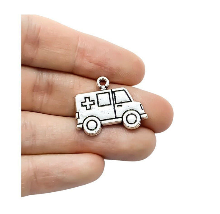 1 Ambulance Charm, Individual Charms, Medical Charms, Paramedic Charm, Hospital Charms, EMT Charms, First Responder Gift, DIY Jewelry