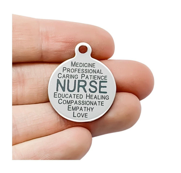 1 Nurse Charm, Stainless Steel Charms, Individual Charms, Nurse Definition, Medical Charms, Gift for Nurse, Nursing Jewelry, Thank You Gift