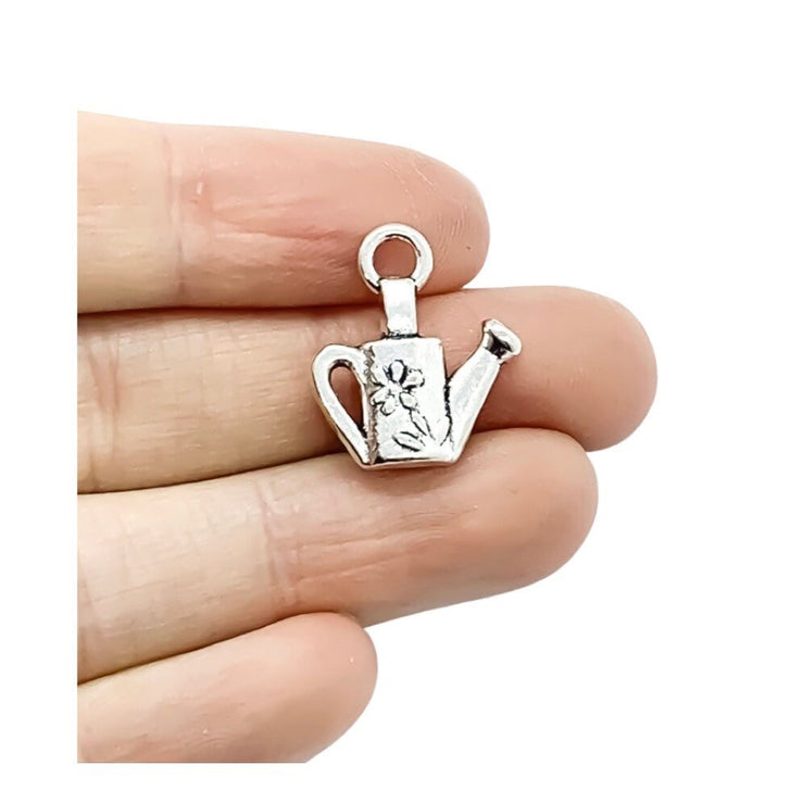 1 Watering Can with Flowers Charm, Gardening Charms, Garden Charms, Floral Charms, Landscape Charm, Backyard Charm, Spring Charms, Summer