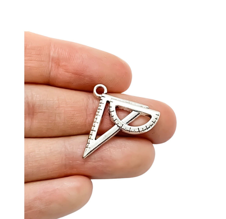 1 Protractor Charm, Architecture, Individual Charms, School Charm, Teacher Charm, High School Charm, Math Charm, Geometry Charm, Mathematics