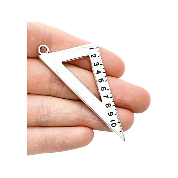 1 Large Triangle Ruler Charm, Individual Charms, School Charms, Teacher Charm, High School Charm, Math Charm, Geometry Charm, Mathematics