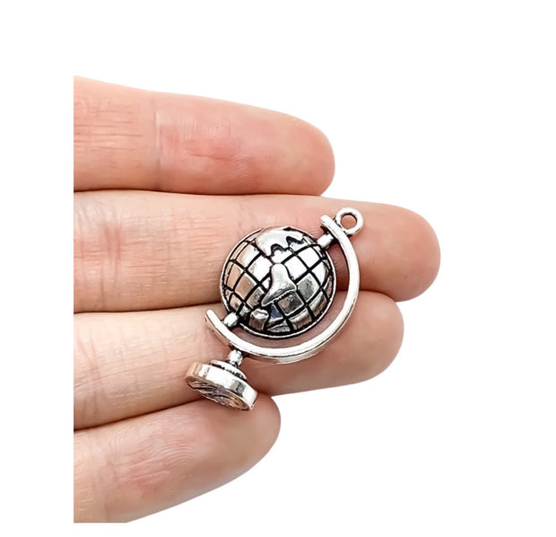 1 World Globe Charm, Individual Charms, School Charms, Teacher Charm, Education Charm, Travel Charm, Traveler Gift, Exploration, Geography