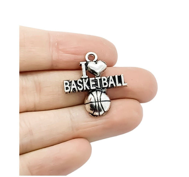 1 Tiny Basketball Charm Silver, I Love Basketball, Sporty Charms, Basketball Player Charm, Individual Charm, Sport Charms, Team Coach Gift