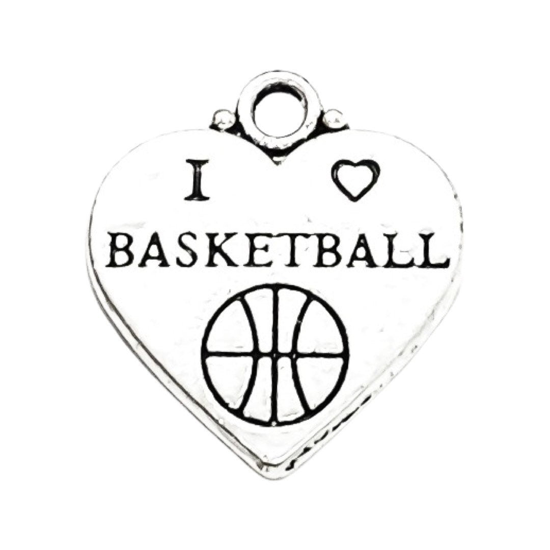 1 Tiny Basketball Charm Silver, I Love Basketball, Sporty Charms, Basketball Player Charm, Individual Charm, Sport Charms, Team Coach Gift