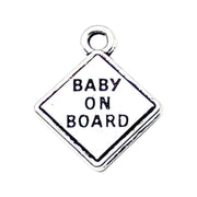 1 Baby on Board Sign Charm Silver, Individual Charms, Baby Charms, Mommy Charms, Mother Charms, DIY Craft, Cute Charms, Baby Pendant