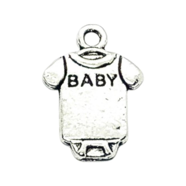 1 Baby Clothes Charm Silver, Tiny Baby Bodysuit Charm, Individual Charms, New Baby Charms, Mommy Charms, Mom Charms, DIY Craft, Cute Charms