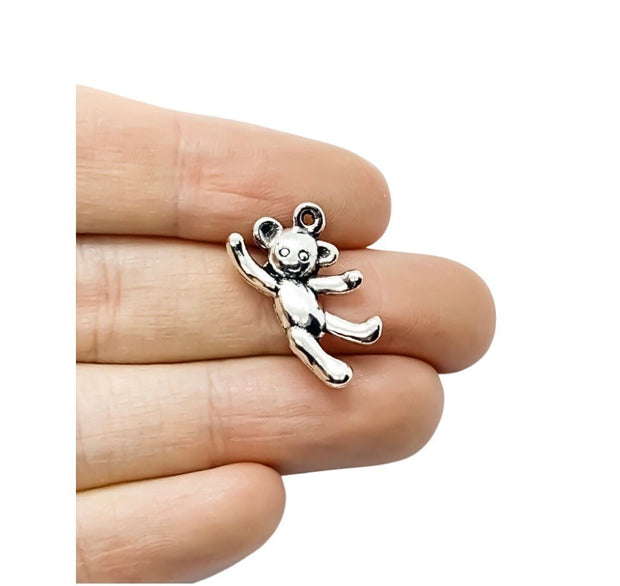 1 Tiny Teddy Bear Charm Silver, Individual Charms, Baby Charms, Toy Charms, Stuffed Bear Charms, DIY Craft, Cute Charms, Kids Pendants