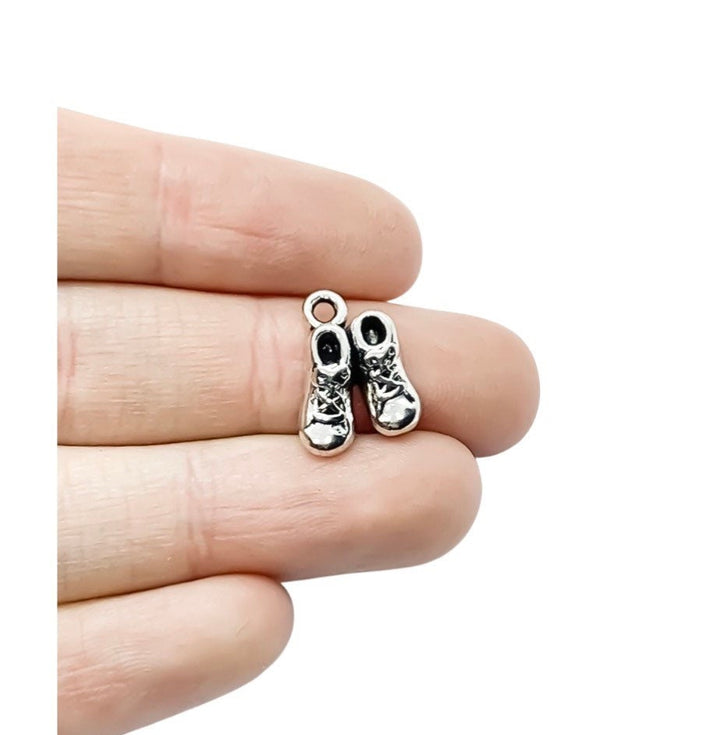 1 Baby Shoes Charm Silver, Tiny Baby Booties Charm, Individual Charms, New Baby Charms, Mommy Charms, Mom Charms, DIY Craft, Cute Charms