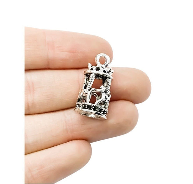 1 Tiny Carousel Charm Silver, Merry Go Round Charm, Individual Charms, Kids Charms, Amusement Charms, Mom Charms, DIY Craft, Cute Charms