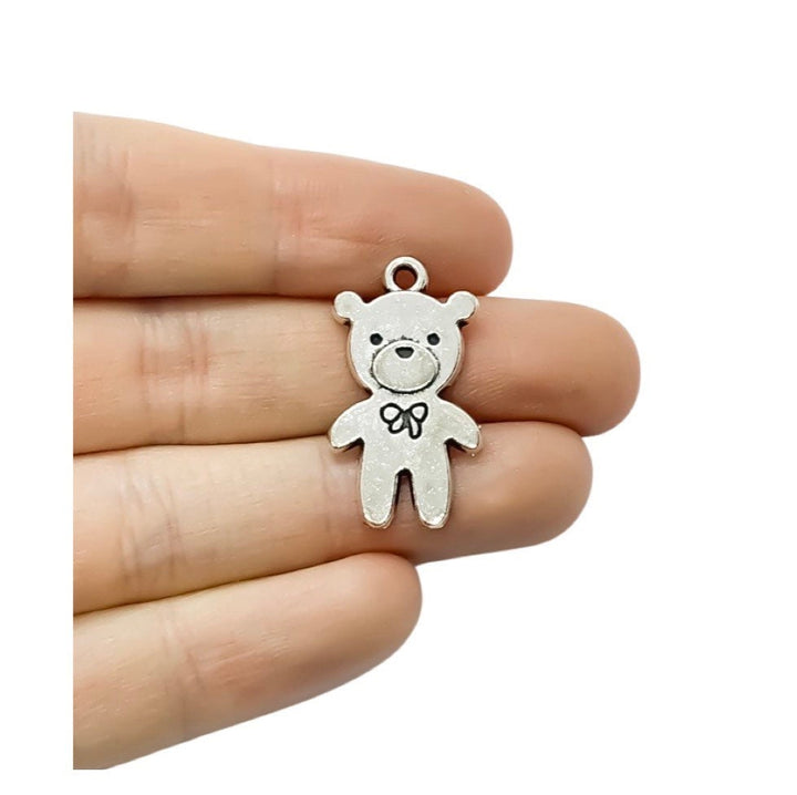 Breloque ours en peluche argentée (1 pièce), breloques individuelles, breloques bébé, breloques jouet, breloques ours en peluche, loisirs créatifs, breloques mignonnes, pendentifs enfant