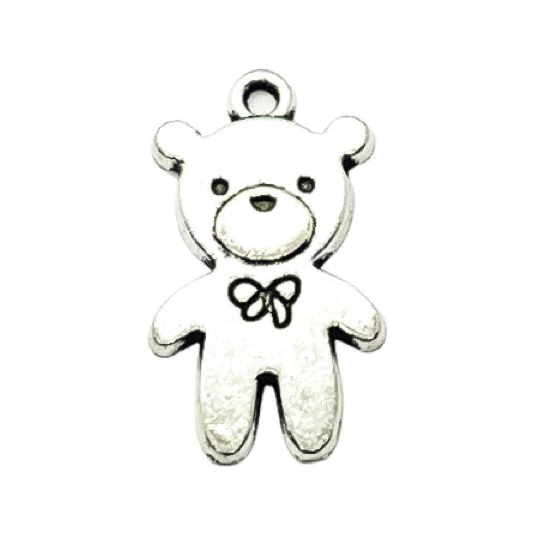 Breloque ours en peluche argentée (1 pièce), breloques individuelles, breloques bébé, breloques jouet, breloques ours en peluche, loisirs créatifs, breloques mignonnes, pendentifs enfant