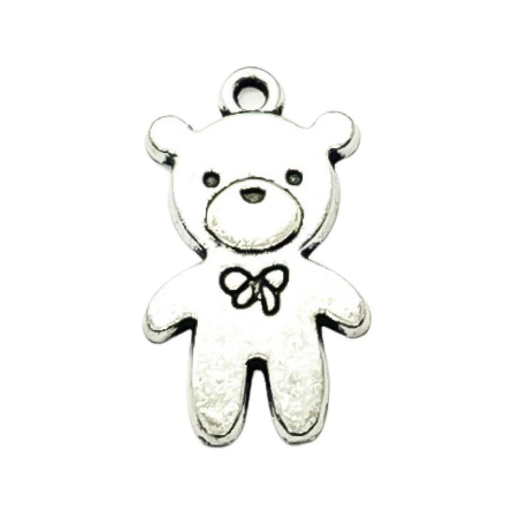 Breloque ours en peluche argentée (1 pièce), breloques individuelles, breloques bébé, breloques jouet, breloques ours en peluche, loisirs créatifs, breloques mignonnes, pendentifs enfant