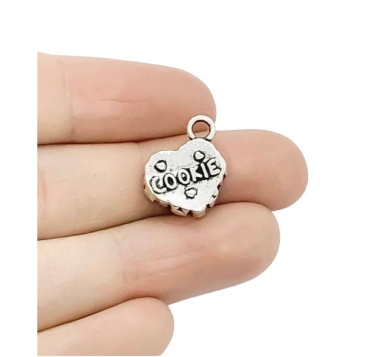 1 Cookie Charm, Individual Charm, Tiny Cookie Charms, Baking Charms, Baker Jewelry, Heart Shaped Cookie Charm, Kitchen Charms, Cooking Charm