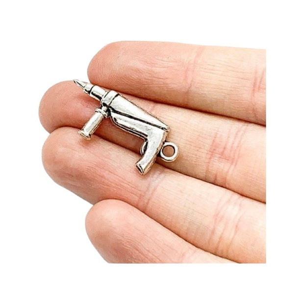 1 Tiny Nail Gun Charm, Power Tool Charm, Handyman Charms, Gift for Carpenter, Tools Charm, Construction Charm, Gift for Him