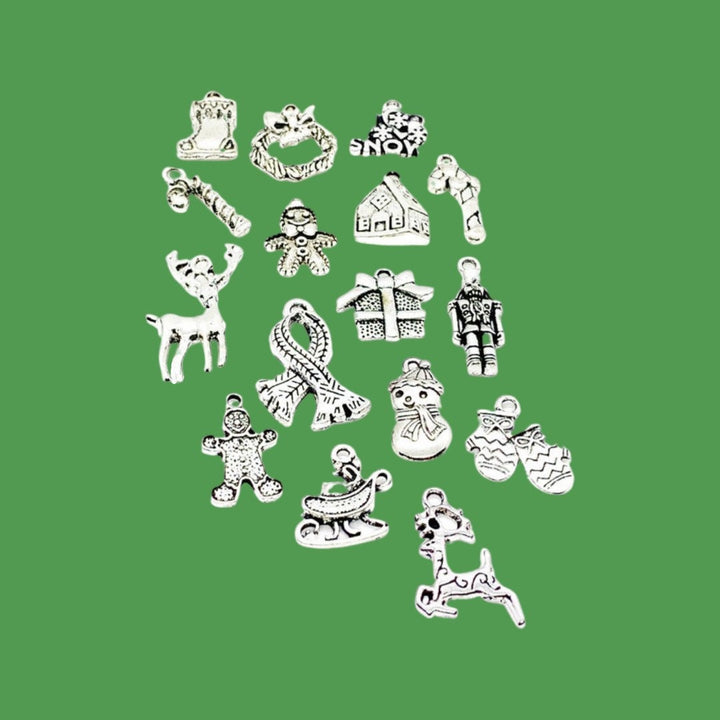 Lot de breloques de Noël, breloque couronne de Noël, breloque renne, breloques de Noël en gros, petit cadeau à glisser dans une chaussette, breloques de Noël