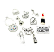 Ultimate Girls Night Charms Bundle, Large Charm Lot, Bulk, Women Charms, Shopping Charms, Mini Makeup, Tiny Lipstick Charm, Jewelry Findings