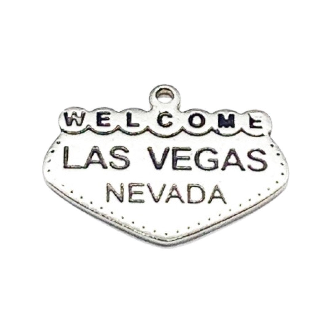 Breloque Panneau de Las Vegas, Breloques individuelles, Breloques de voyage, Breloques USA, Breloques Jeux de hasard, Breloque Casino, Apprêts pour bijoux, Bijoux à faire soi-même