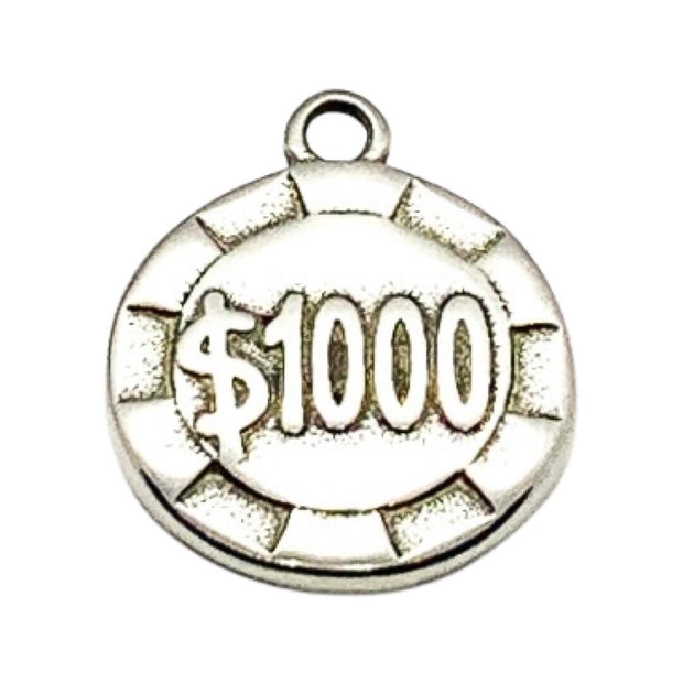 1000 Dollar Casino Chip Charm, Individual Charms, Travel Charms, USA Charms, Gambling Charms, Casino Charm, Jewelry Findings, DIY Jewelry