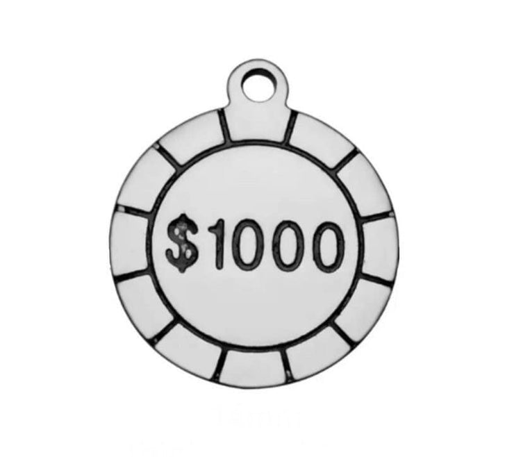 1000 Dollar Casino Chip Charm, Individual Charms, Travel Charms, USA Charms, Gambling Charms, Casino Charm, Jewelry Findings, DIY Jewelry