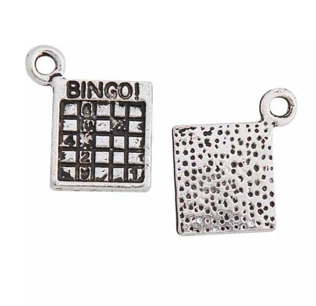 1 Bingo Card Charm, Gaming Charms, Individual Charms, Gambling Charms, Good Luck Charms, Game of Chance Charm, Lucky Charm, Jewelry Findings