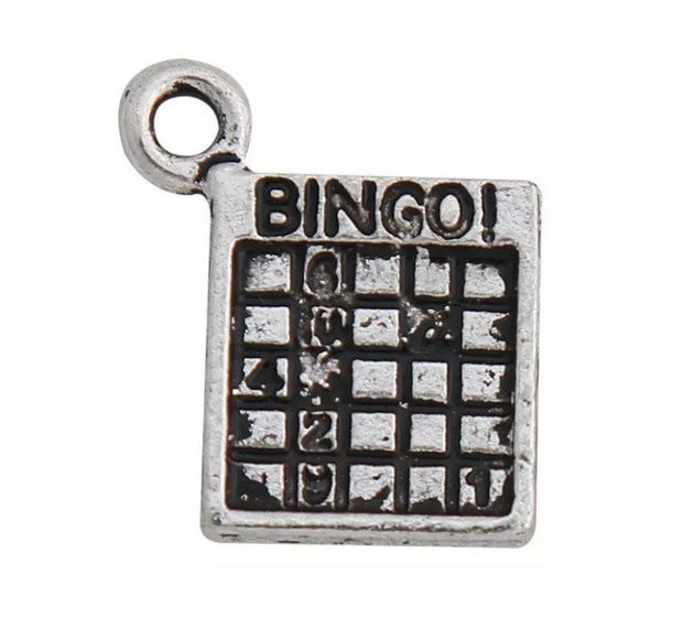 1 Bingo Card Charm, Gaming Charms, Individual Charms, Gambling Charms, Good Luck Charms, Game of Chance Charm, Lucky Charm, Jewelry Findings