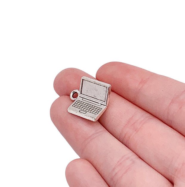 1 Mini Laptop Charm, Nerd Charms, Technology Charms, Computer Charms, Tiny Computer Charm, Jewelry Findings, DIY Jewelry