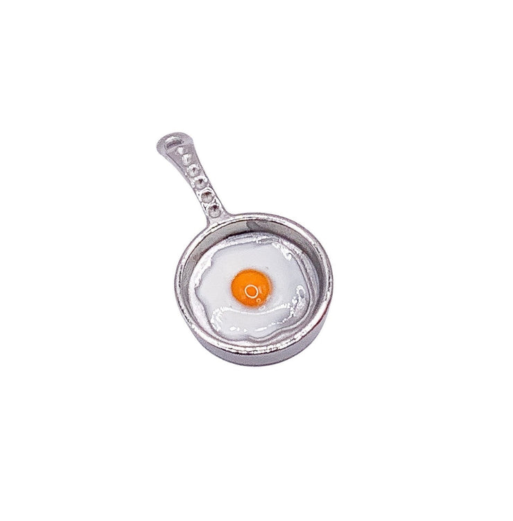 1 Fried Egg in Pan Charm, Egg Charms, Gift for Egg Lover, Breakfast Charms, Kitchen Charm, Frying Pan Charm, DIY Jewelry Findings