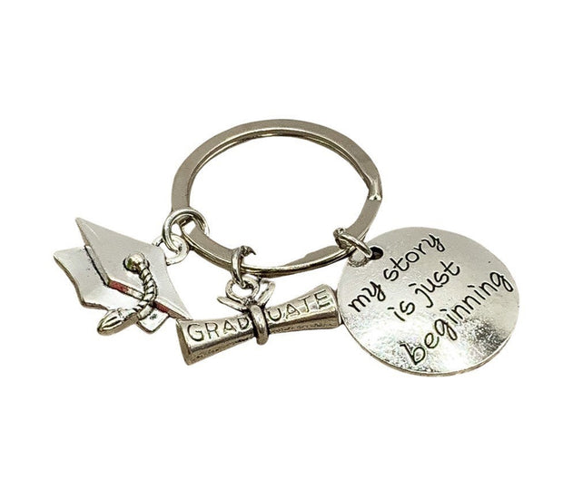 Graduation Keychain, My Story is Just Beginning Quote, Personalized Grad Gift for Her, New Beginning Gift, College Graduate 2024 Gift