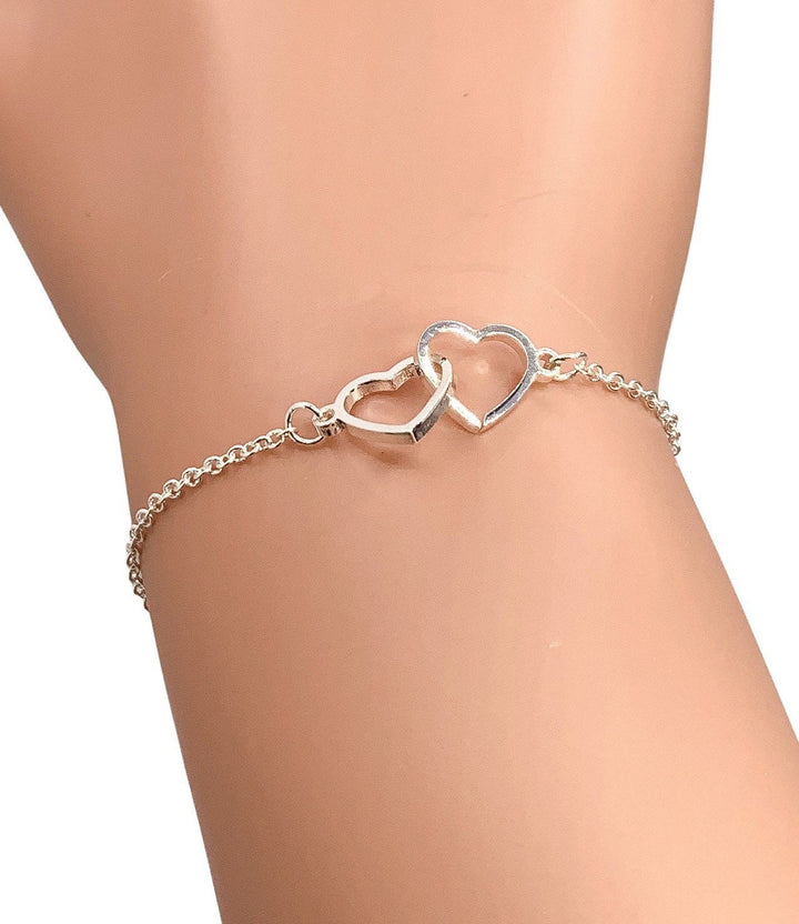 Bracelet double cœur, cadeau de grand-mère, cadeau de remise de diplôme, cadeau d'anniversaire, cadeau de Noël