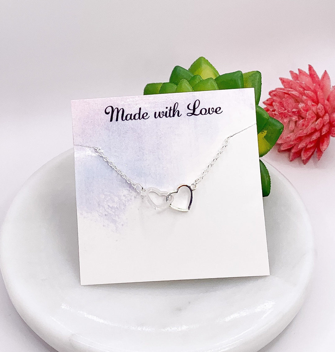 Bracelet double cœur, cadeau de grand-mère, cadeau de remise de diplôme, cadeau d'anniversaire, cadeau de Noël