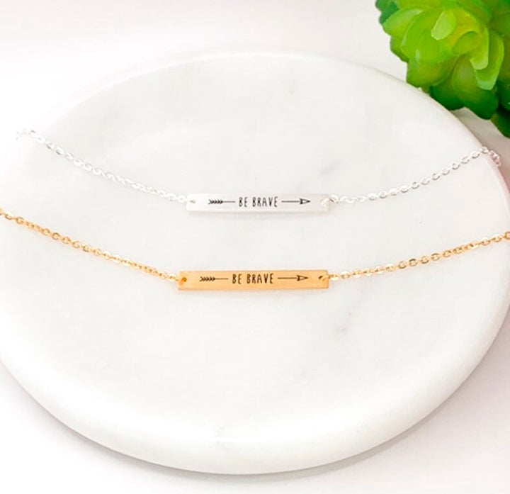 Warrior Jewelry Gift, Minimal Bar Bracelet, Be Brave Bracelet, Gift for Friend, Friendship Bracelet, Inspirational Jewelry Gift