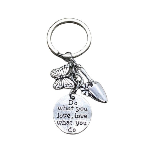 Do What You Love, Gardening Keychain, Gardener Gift, Butterfly Charm, Gift for Mom, Gift for Grandma, Stocking Stuffer, Unique Keychain