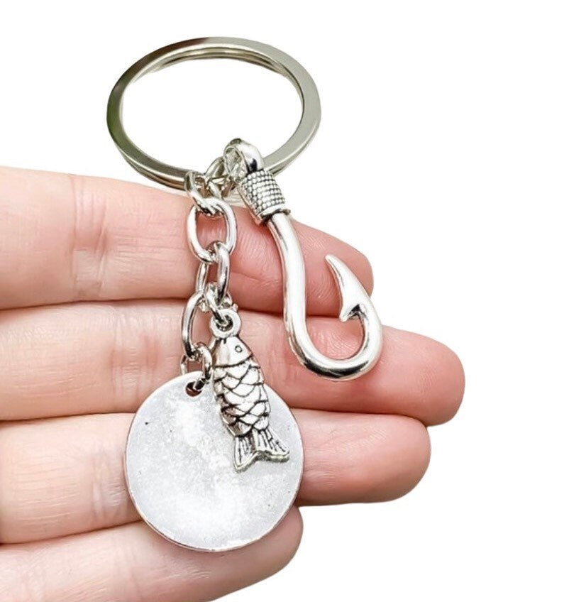 I’m Hooked On You Keychain, Fishing Gift, Fisherman Keychain, Fish Hook Charm, Girlfriend Gift, Stocking Stuffer, Unique Keychain, Wife Gift