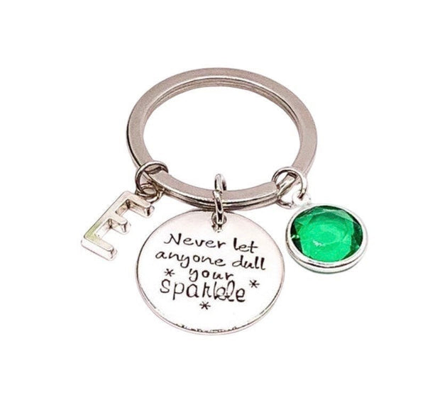 Never Let Anyone Dull Your Sparkle Keychain, Cute Teen Girl Gift, Uplifting Jewelry Gift, Gift for Granddaughter, Teenage Daughter Gift