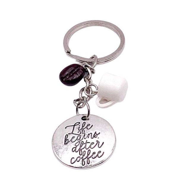 Coffee Keychain, Life Begins After Coffee, Coffee Bean Charm, Coffee Addict Gift, Mug Charm, Unique Mom Gift, Cute Coffee Gift, Teacher Gift