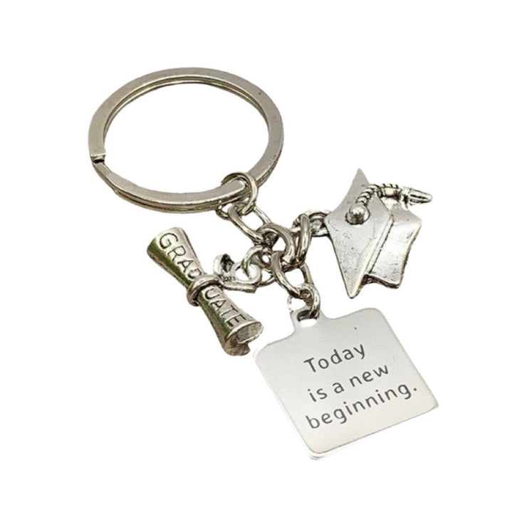 Graduation Keychain, Today is a New Beginning Quote, 2023 Grad Gift for Her, College Graduate Gift, Gift for Son