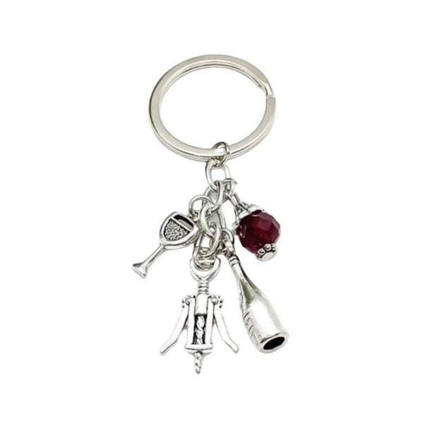 Wine Keychain, Red Wine Charm, Winery Keychain, Wine Bottle Charm, Gift for Her, Wine Lover Gift, Gift for Friend, Secret Santa Gift