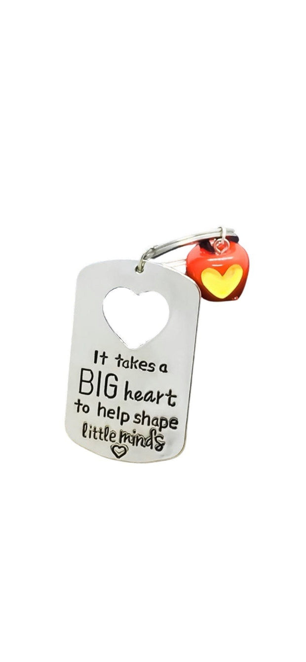 It Takes A Big Heart to Help Shape Little Minds Keychain, Teacher Appreciation Gift, Red Apple Keychain, Gift from Student, School Teacher