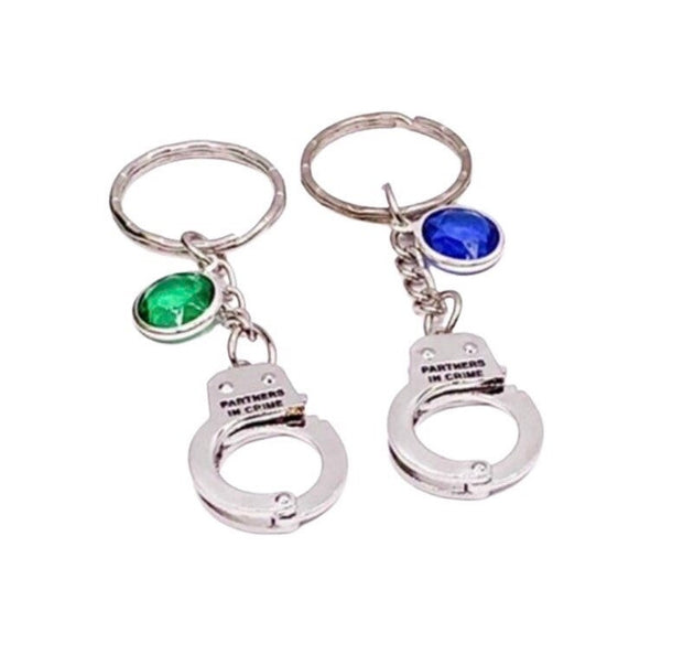 Partners in Crime Keychains, Handcuffs Matching Keychain Set for 2, Bestfriend Gift, Personalized Friendship Keychains, BFF Gift, Squad Gift