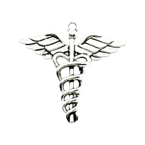 1 Caduceus Charm Silver, Individual Charms, Medical Symbol Charm, Anatomy Charms, Biology Charms, Medical Charm, Doctor Charms, Findings