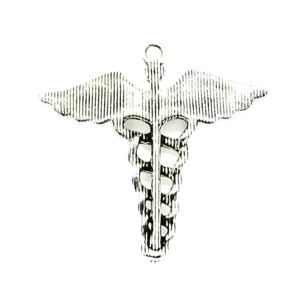 1 Caduceus Charm Silver, Individual Charms, Medical Symbol Charm, Anatomy Charms, Biology Charms, Medical Charm, Doctor Charms, Findings