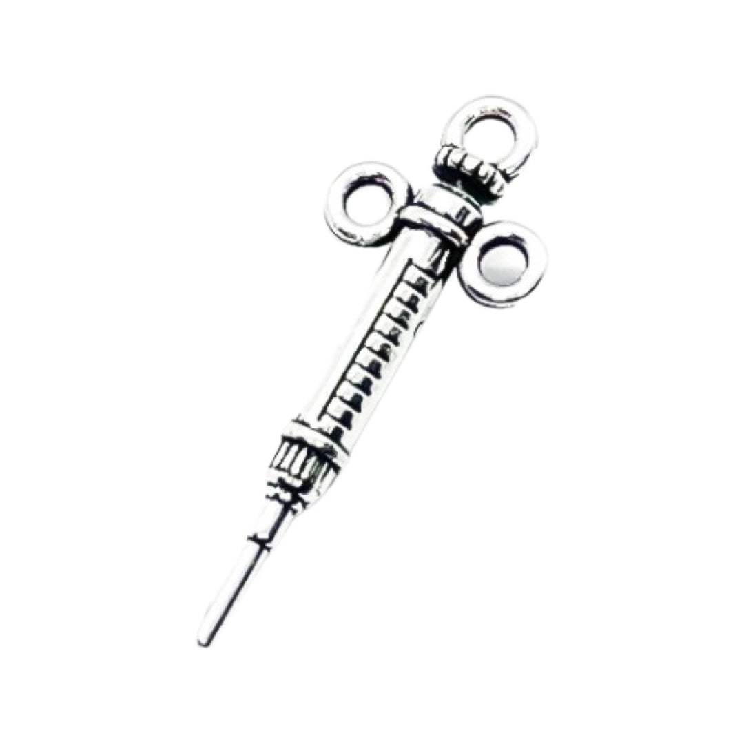 1 Syringe Charm, Individual Charms, Medical Charms, Nursing Charm, Doctor Charms, Injection Charm, Needle, Shot Charm, Jewelry Findings