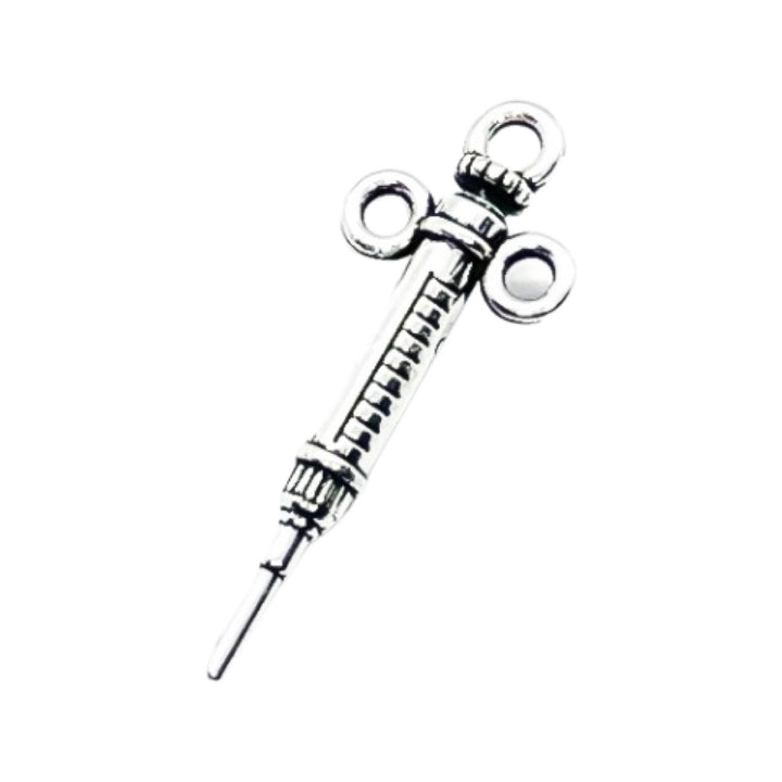 1 Syringe Charm, Individual Charms, Medical Charms, Nursing Charm, Doctor Charms, Injection Charm, Needle, Shot Charm, Jewelry Findings