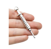 1 Large Syringe Charm, Individual Charms, Medical Charms, Nursing Charm, Doctor Charms, Injection Charm, Findings, Jewelry Making