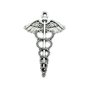 1 Caduceus Charm Silver, Individual Charms, Medical Symbol Charm, Anatomy Charms, Biology Charms, Medical Charm, Doctor Charms, Findings