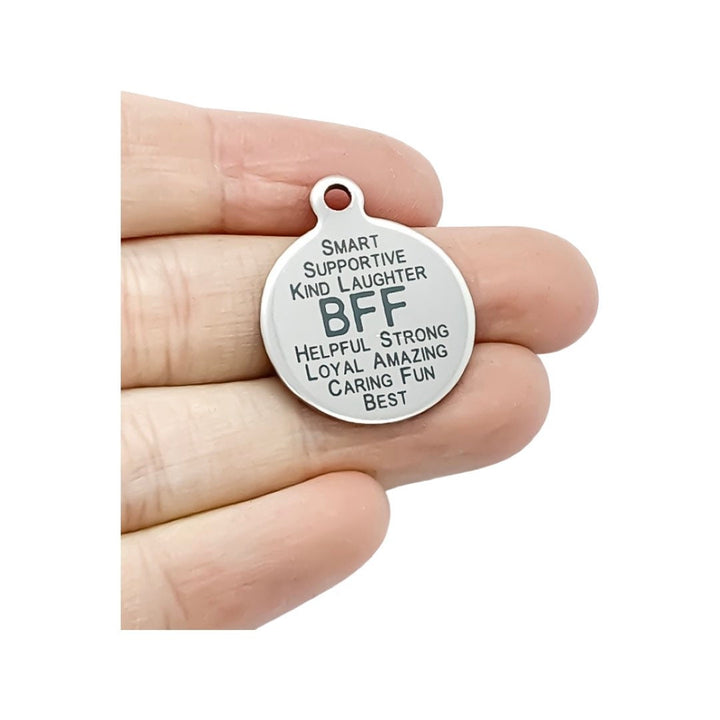 Breloque BFF (Meilleure Amie), Breloque en acier inoxydable, Breloque individuelle, Breloque avec mots, Cadeau pour BFF (Meilleure Amie), Bijou d'amitié, Cadeau pour meilleure amie