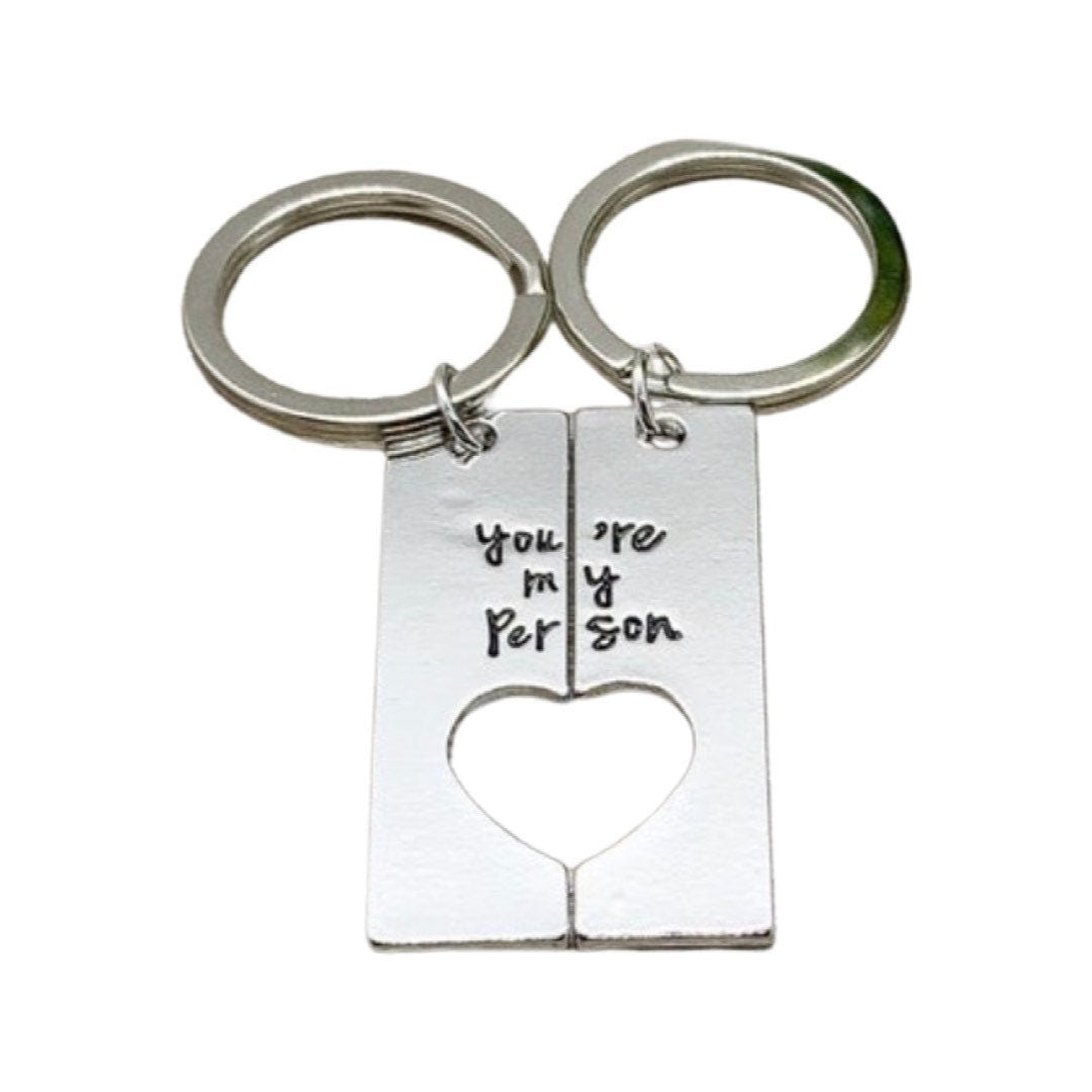 You’re My Person Matching Keychain Set for 2, Interlocking Heart Keychains, Personalized Friendship Gifts, Gift for Girlfriend, Sister Gift