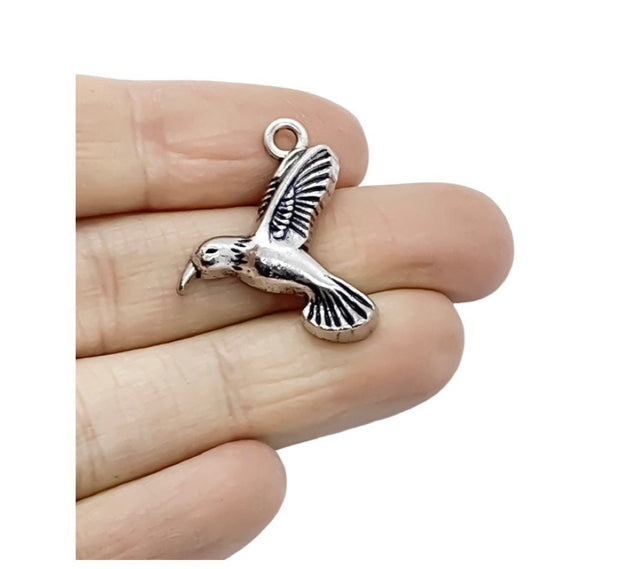 1 Tiny Hummingbird Charm, Gardening Charms, Gift for Gardener, Garden Charms, Birdie Charm, Bird Charm, Backyard Charms, Animal Charms