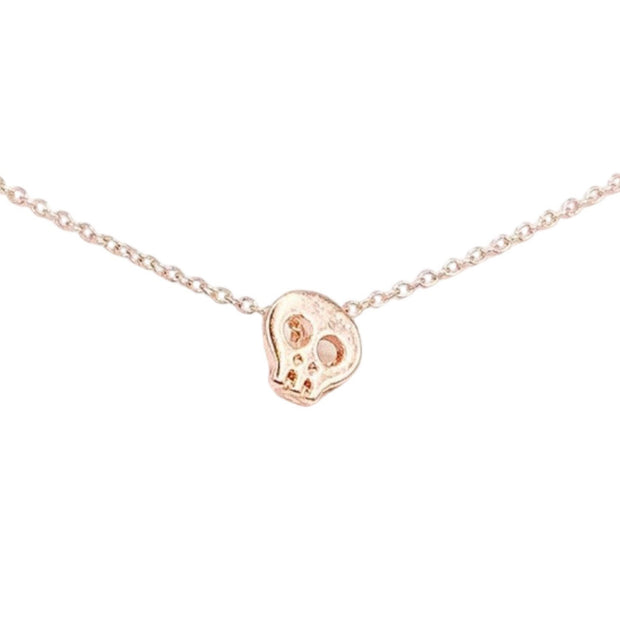 Skull Necklace Women, Rose Gold Skull Necklace, Badass Necklace, Skeleton Pendant, Dainty Jewelry for Her, Halloween Necklace Gift